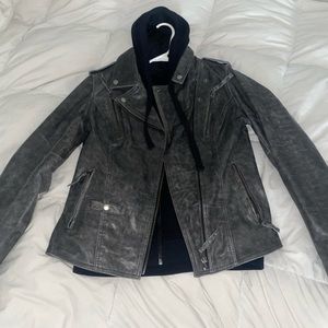 Derringer Biker Leather Jacket Womens